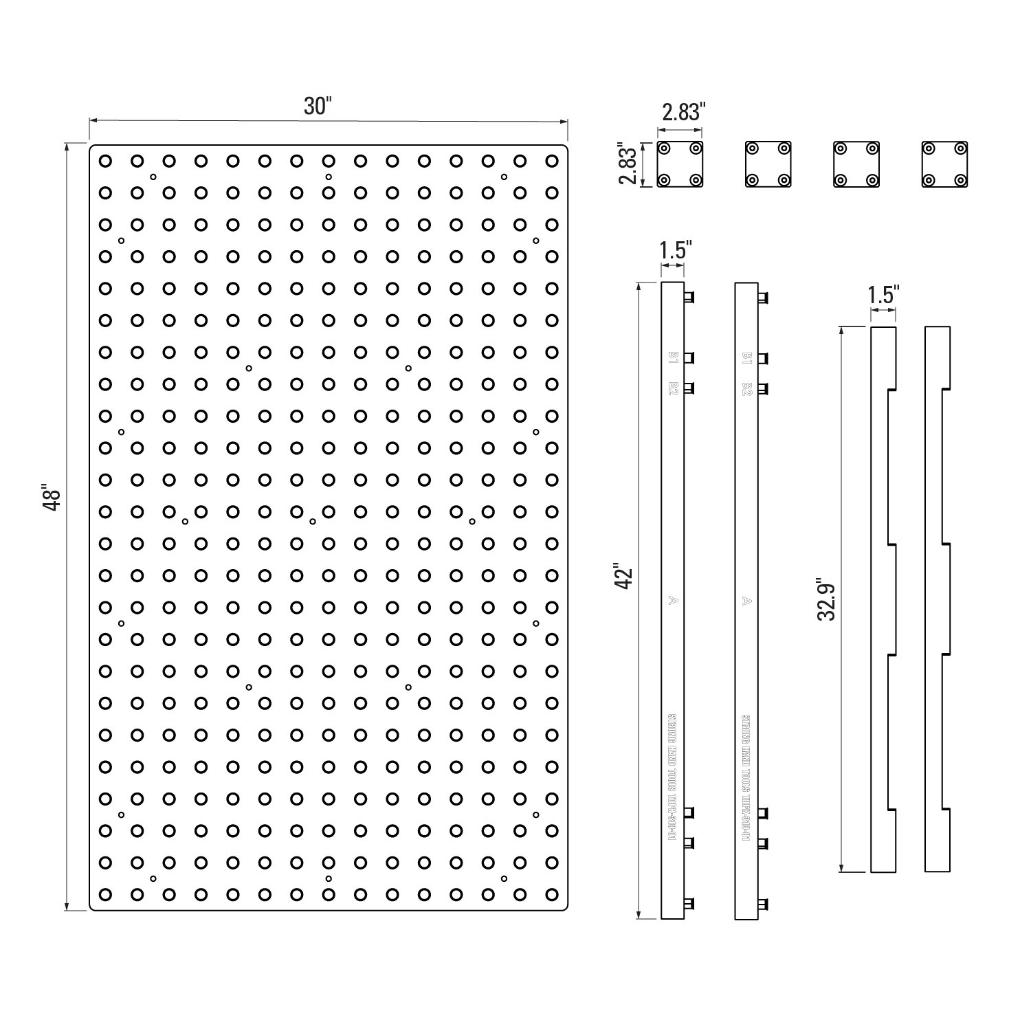 Kit de Puente Conector de Placa Rhino, con una Placa de 30" x 48" (76.2 cm x 121.92 cm)